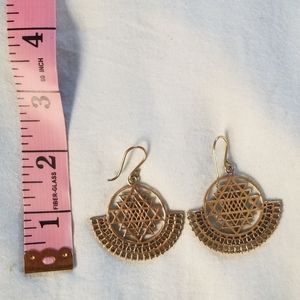 Brass Sri Yantra dangle earrings